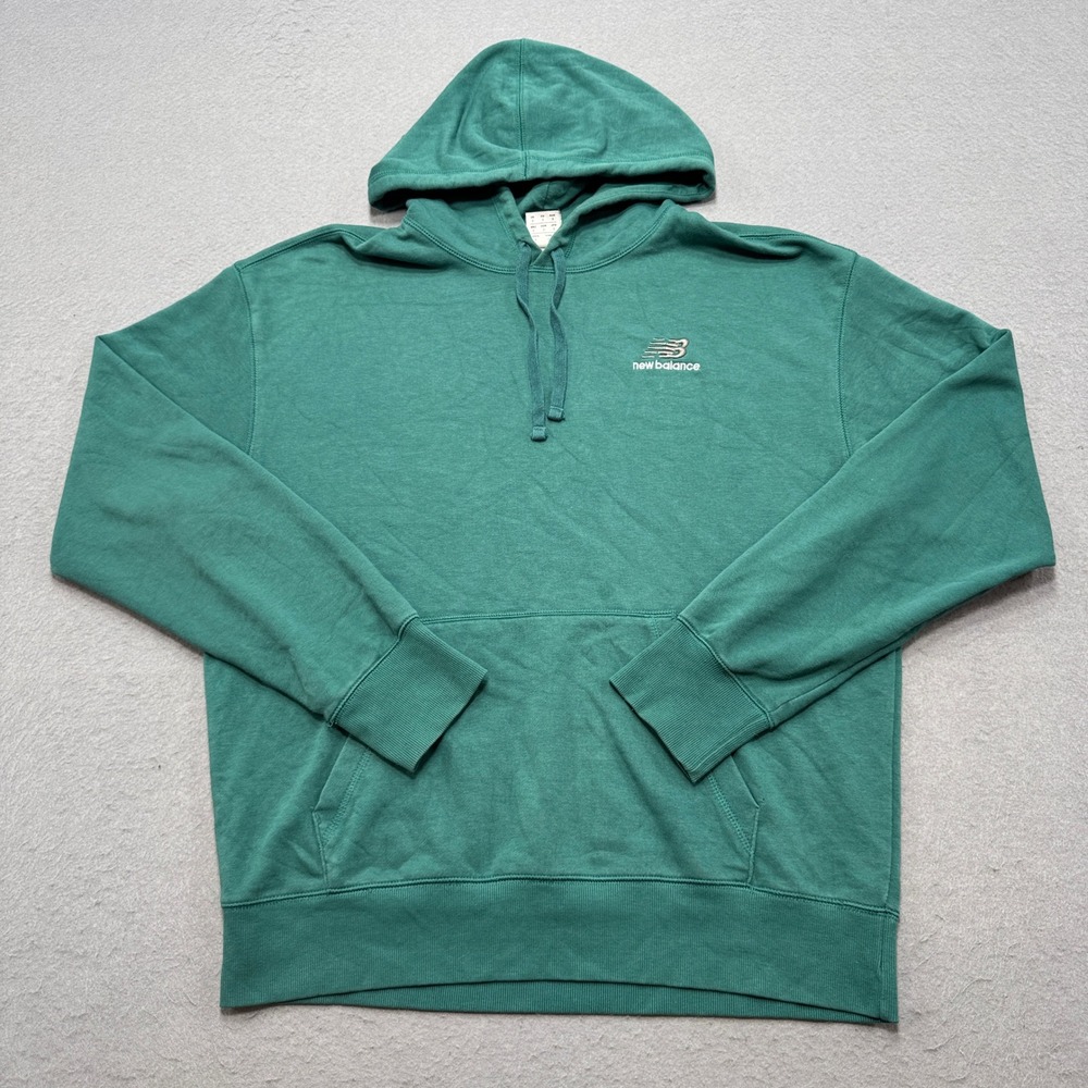 New Balance Hoodie Women's 2 Green French Terry Loose Fit Pullover Activewear